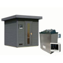 Sauna d’extérieur en bois gris terre Hytti 2 - 4 places 38mm - poêle Easy Bio 9000W - KARIBU