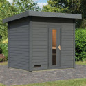 Sauna d’extérieur en bois gris terre Hytti 3 - 5 places 38mm KARIBU