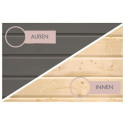Sauna d’extérieur en bois gris terre Hytti 3 - 5 places - poêle 9KW ctrl externe - KARIBU