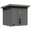 Sauna d’extérieur en bois gris terre Hytti 3 - 5 places - poêle Easy Bio 9000W - KARIBU