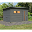 Sauna d’extérieur en bois gris terre Hytti 6 - avec vestibule - KARIBU