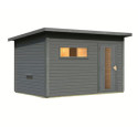 Sauna d’extérieur en bois gris terre Hytti 6 - avec vestibule - KARIBU