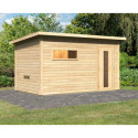 Sauna d’extérieur en bois brut Hytti 6 - 5 places - poêle 9KW ctrl intégré - KARIBU