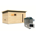 Sauna d’extérieur en bois brut Hytti 6 - 5 places - poêle 9KW ctrl externe - KARIBU