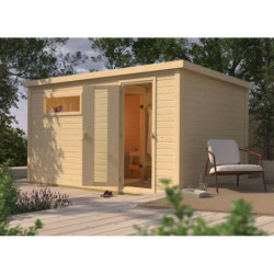 Sauna d’extérieur en bois brut Hytti 6 - 5 places - poêle Easy Bio 9000W - KARIBU