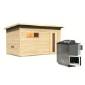Sauna d’extérieur en bois brut Hytti 6 - 5 places - poêle Easy Bio 9000W - KARIBU