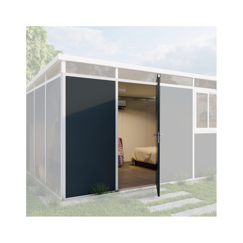 Porte double en remplacement de la porte simple anthracite avec structure blanche - Everbox
