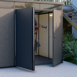 Porte double en remplacement de la porte simple anthracite avec structure noire - Everbox
