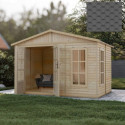 Bureau de jardin - 303x199cm - avec plancher et bardeaux bitumineux noirs - Timbela