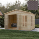 Bureau de jardin - 303x199cm - avec plancher et bardeaux bitumineux marrons - Timbela
