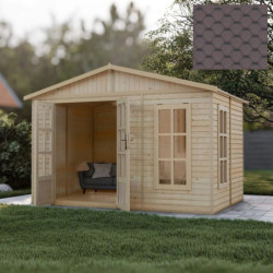 Bureau de jardin - 303x199cm - avec plancher et bardeaux bitumineux marrons - Timbela