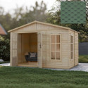 Bureau de jardin - 303x199cm - avec plancher et bardeaux bitumineux verts - Timbela
