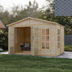 Bureau de jardin - 303x199cm - avec plancher et bardeaux bitumineux gris - Timbela