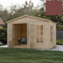 Bureau de jardin - 303x199cm - avec plancher et bardeaux bitumineux rouges - Timbela