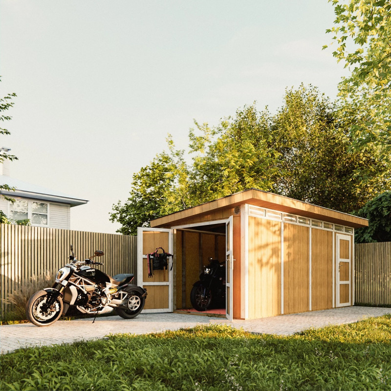 Abri de jardin M905C avec peinture Harvest Honey - Timbela