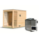 Sauna d’extérieur en bois brut Angkor 1 - 4 places - poêle 9KW ctrl Easy Bio - KARIBU