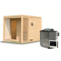 Sauna en bois d’extérieur Angkor 2 - 5 places 38mm - poêle 9KW ctrl easy bio - KARIBU
