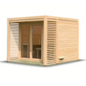 Sauna d’extérieur en bois brut Angkor 3 - 5 places - poêle 9KW ctrl externe - KARIBU