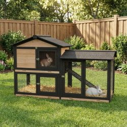 Clapier en bois FSC avec toit bitumé - Shelty Pet