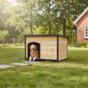 Niche en bois FSC thermo-traité 116x76x82cm pour chien de grande taille - Shelty Pet