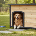 Niche en bois FSC thermo-traité 116x76x82cm pour chien de grande taille - Shelty Pet