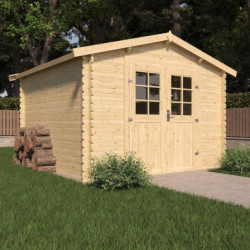 Abri de jardin en bois massif 8,8m² VALLO – madriers 28mm – Cerland