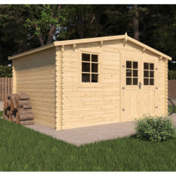 Abri de jardin en bois massif 15,8m² VALLO – madriers 28mm – Cerland