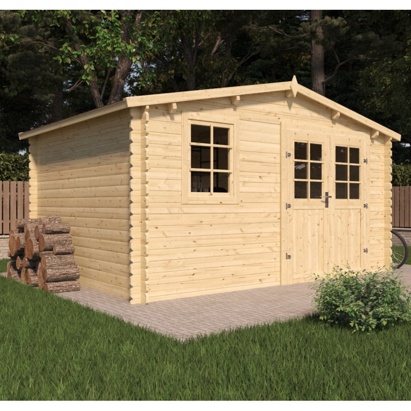 Abri de jardin en bois massif 15,8m² VALLO – madriers 28mm – Cerland
