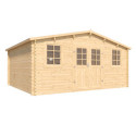 Abri de jardin en bois massif 19m² VALLO – madriers 28mm – Cerland