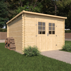 Abri de jardin en bois massif 8,8m² VALLO Modern – madriers 28mm – Cerland