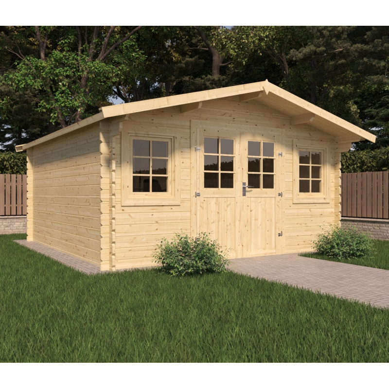 Abri de jardin en bois massif 16m² STELO – madriers 34mm – Cerland
