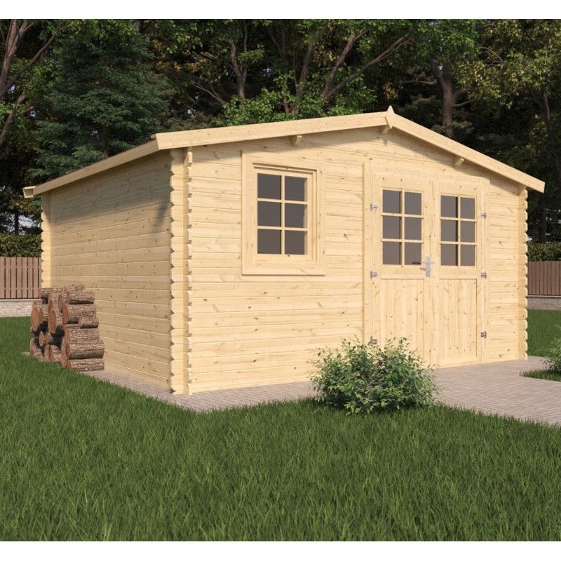 Abri de jardin en bois massif 20m² STELO – madriers 34mm – Cerland