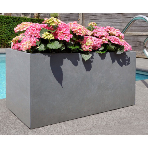 Jardinière en fibre de terre 80x40xH.40cm gris ciment