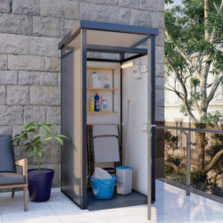 Abri de jardin modulaire isolé 1x1m panneaux gris profils noirs - plancher inclus - Everbox