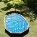 Liner bleu pour piscine octogonale allongée démontable en bois 890x420x129cm CALAYAN - Water'Clip