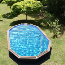 Liner bleu pour piscine octogonale allongée démontable en bois 890x420x129cm CALAYAN - Water'Clip
