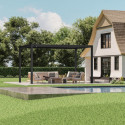 Pergola bioclimatique autoportante en aluminium lames doubles anthracite 4x3m - X-METAL