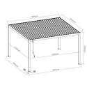 Pergola bioclimatique autoportante en aluminium lames doubles anthracite 4x3m - X-METAL