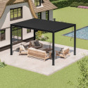 Pergola bioclimatique autoportante en aluminium lames doubles anthracite 4x3m - X-METAL