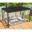 Pergola bioclimatique autoportante motorisée en aluminium lames doubles anthracite 4x3m - X-METAL