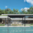 Pergola bioclimatique autoportante motorisée en aluminium lames doubles anthracite 4x3m - X-METAL