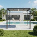 Pergola autoportante à toile rétractable motorisée en aluminium anthracite 3x3m - X-METAL