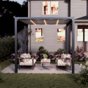 Pergola autoportante à toile rétractable motorisée en aluminium anthracite 3x3m - X-METAL