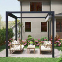 Pergola autoportante à toile rétractable motorisée en aluminium anthracite 3x3m - X-METAL