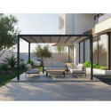 Pergola autoportante à toile rétractable motorisée en aluminium anthracite 3x4m - X-METAL