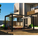 Pergola autoportante à toile rétractable motorisée en aluminium anthracite 3x4m - X-METAL