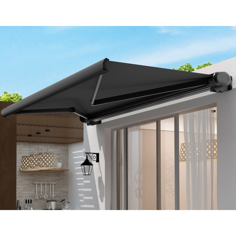 Store banne électrique 300x250cm LUXO toile polyester grise - X-METAL