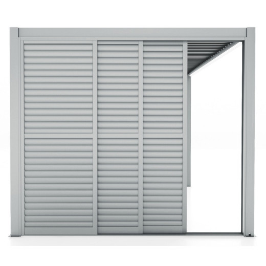 Paroi complète avec 3 panneaux coulissants à ventelles ouvrantes - 300cm - gris clair - X-METAL