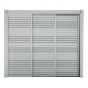 Paroi complète avec 3 panneaux coulissants à ventelles ouvrantes - 300cm - gris clair - X-METAL