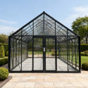 Serre de jardin 20,05m² ROYALE en aluminium laqué noir et verre trempé 4mm - Green Protect